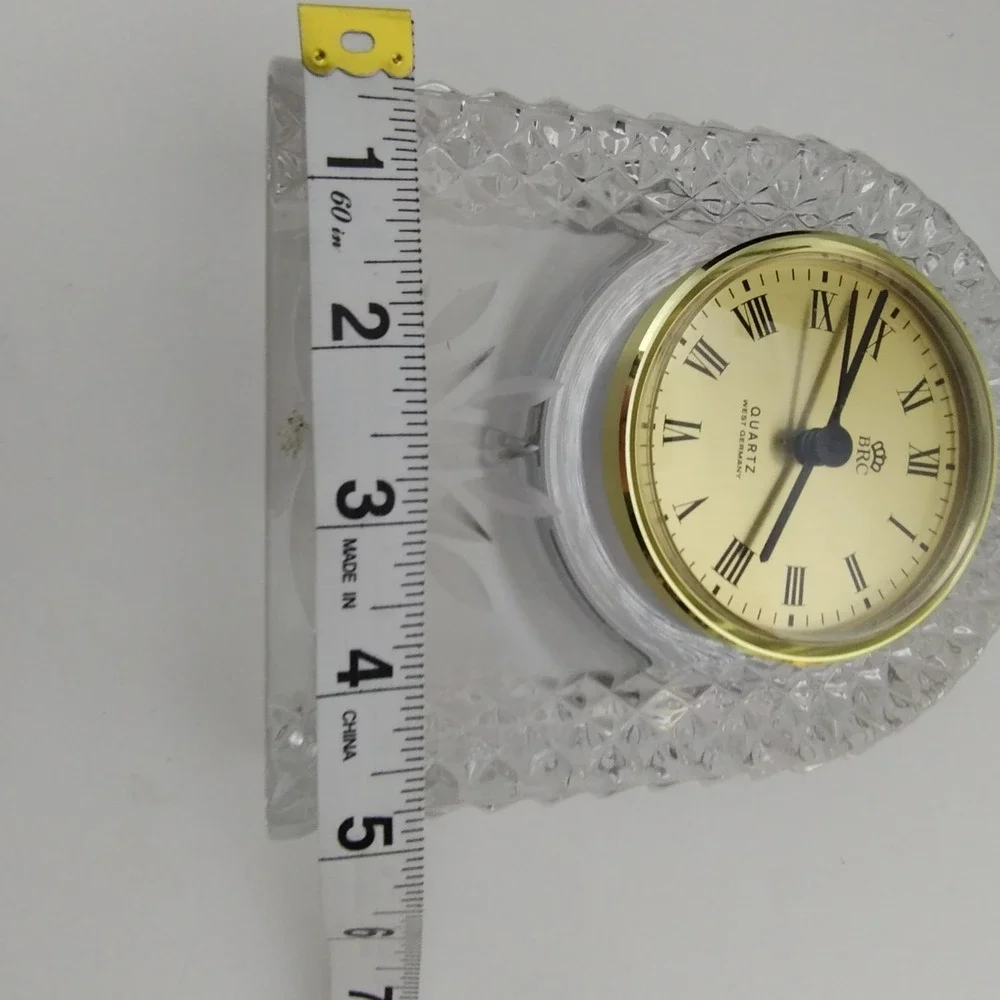 BRC Crystal Table Clock Quartz West Germany Gold Accent‎ Home Decor Not Tested